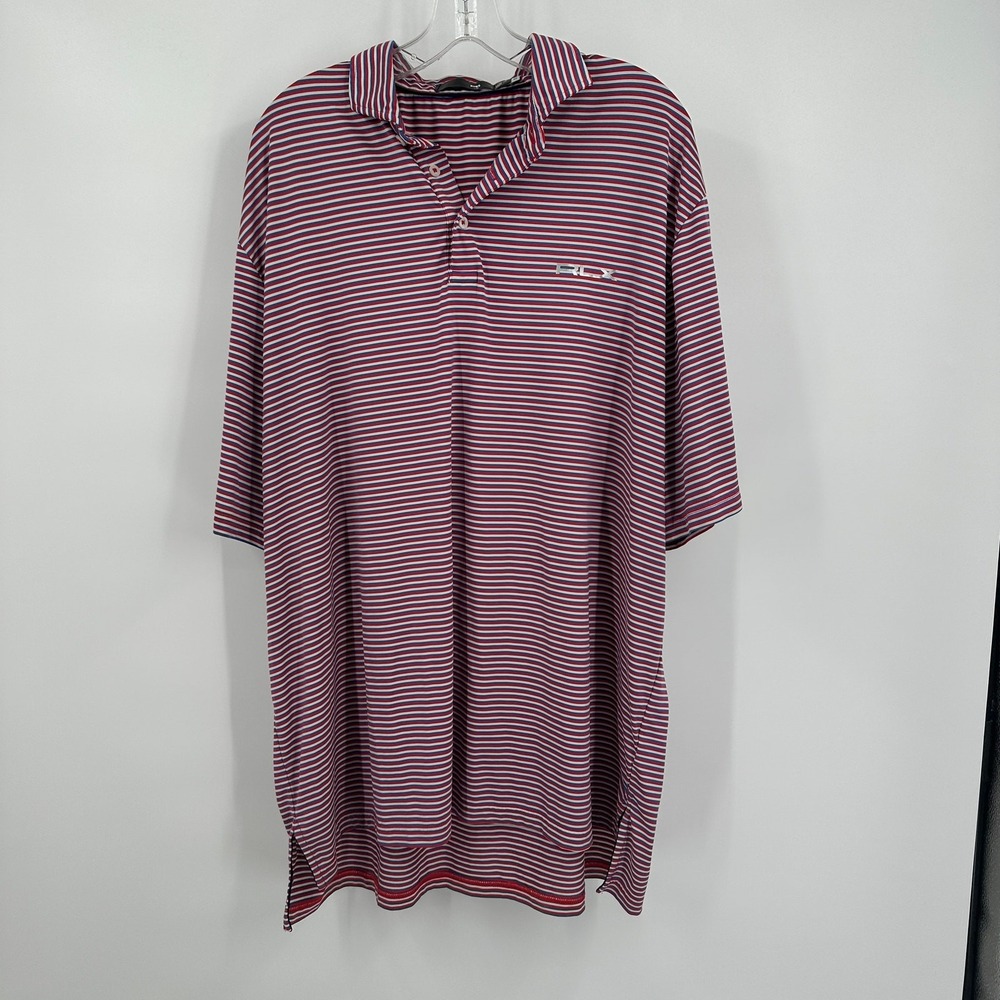 RLX Ralph Lauren Mens Striped Golf Polo Shirt Size XXL Red White Blue Preppy